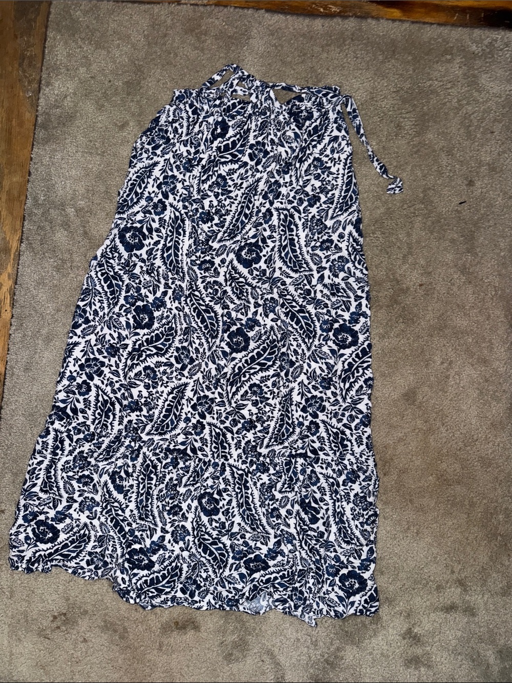 miami Navy and White Paisley Maxi Skirt